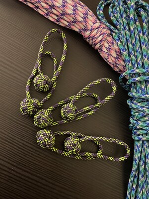 Monkey Fist Zipper Pull Paracord Mini Knot | Dark matter pattern handmade tab pull for bags, jackets, luggage, or purse. - image4